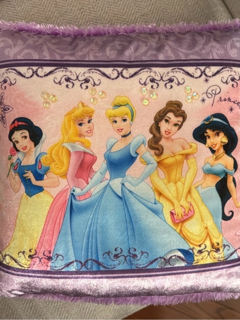 Disney Princess Pillowcase - Purple, Pink, Blue, Yellow